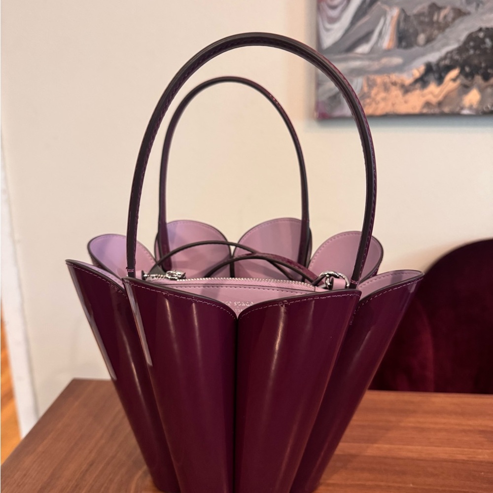 Kate spade the patent spade flower crossbody bucket Handbag purple NWT - Picture 6 of 8